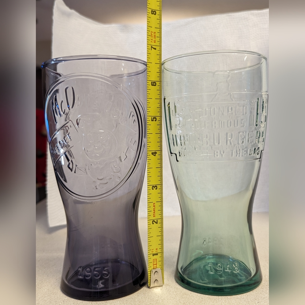 McDonald's Vintage Ad style glasses set of 2 purple and green - Picture 2 of 10